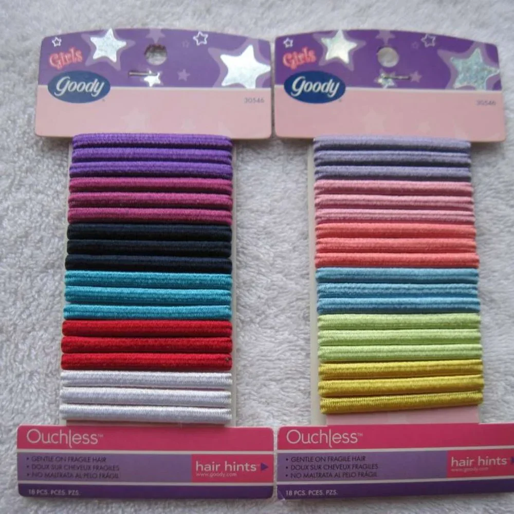 18 Goody Girls Ouchless Shiny Ponytail Hair Bands No Metal Elastic Ponytailers